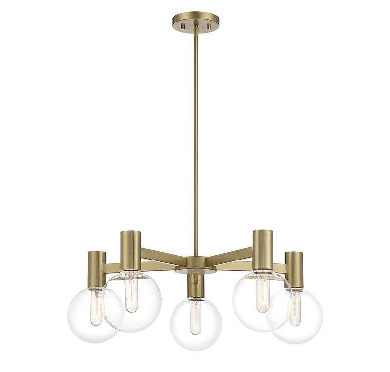 Savoy House 1-3073-5-322 Five Light Chandelier, Warm Brass