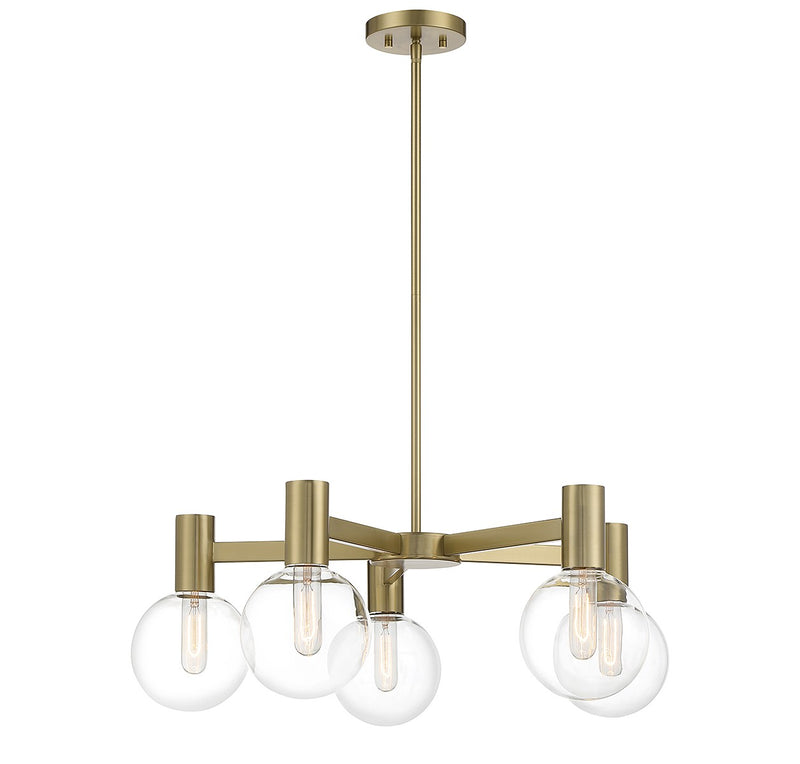 Savoy House 1-3073-5-322 Five Light Chandelier, Warm Brass