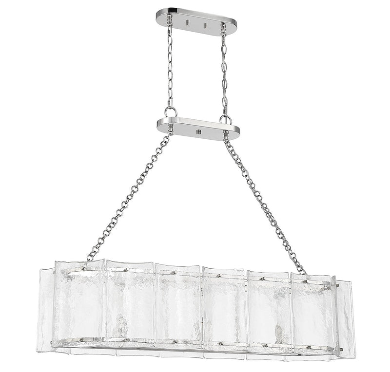 Savoy House 1-8203-3-109 Three Light Linear Chandelier, Polished Nickel