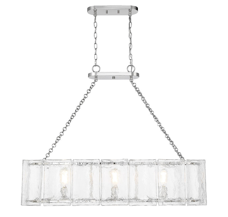 Savoy House 1-8203-3-109 Three Light Linear Chandelier, Polished Nickel