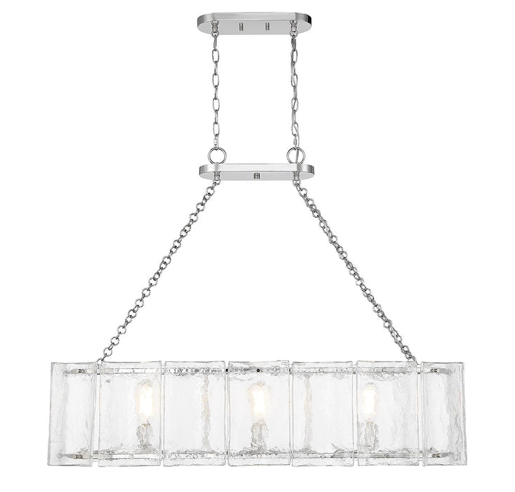 Savoy House 1-8203-3-109 Three Light Linear Chandelier, Polished Nickel