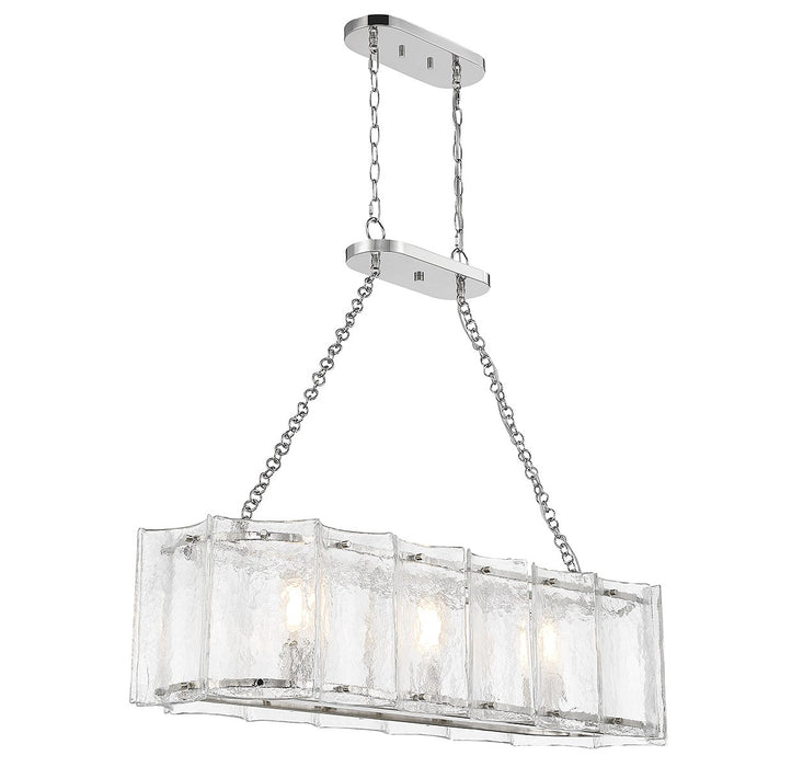 Savoy House 1-8203-3-109 Three Light Linear Chandelier, Polished Nickel