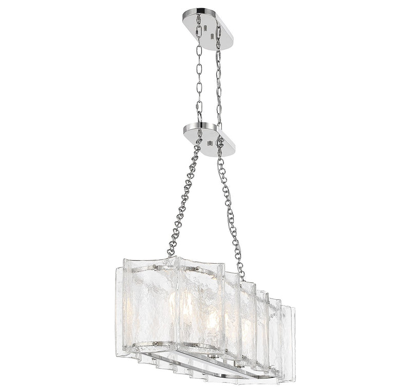 Savoy House 1-8203-3-109 Three Light Linear Chandelier, Polished Nickel