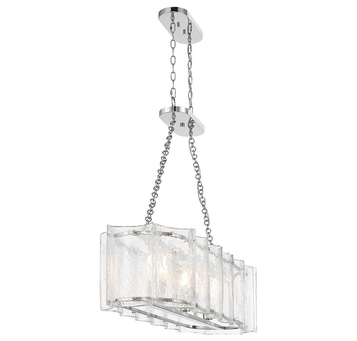 Savoy House 1-8203-3-109 Three Light Linear Chandelier, Polished Nickel