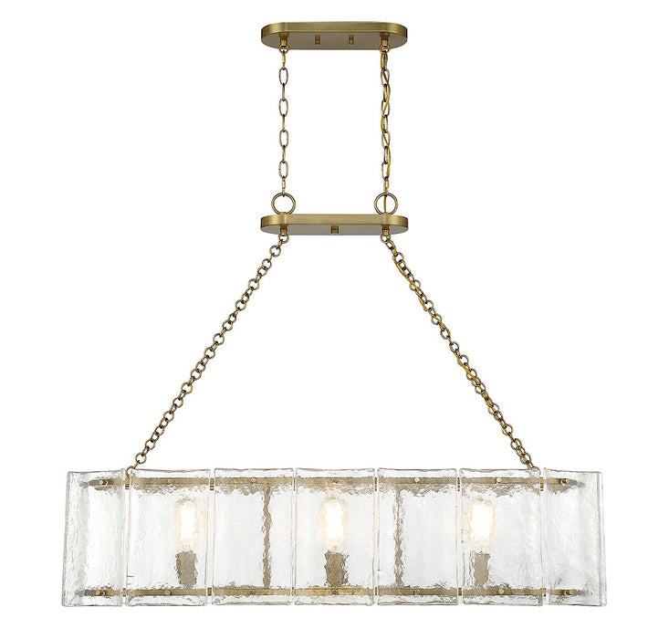 Savoy House 1-8203-3-322 Three Light Linear Chandelier, Warm Brass