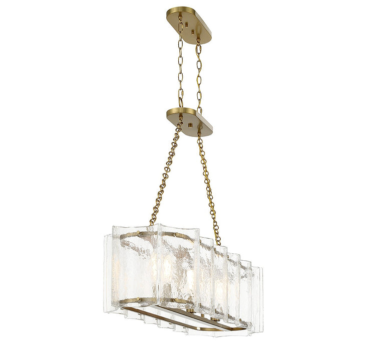 Savoy House 1-8203-3-322 Three Light Linear Chandelier, Warm Brass