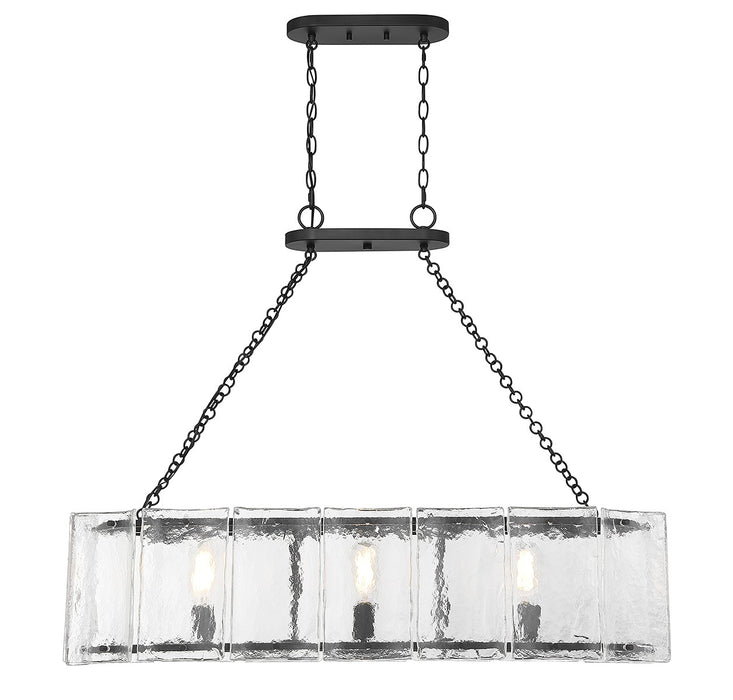 Savoy House 1-8203-3-89 Three Light Linear Chandelier, Matte Black