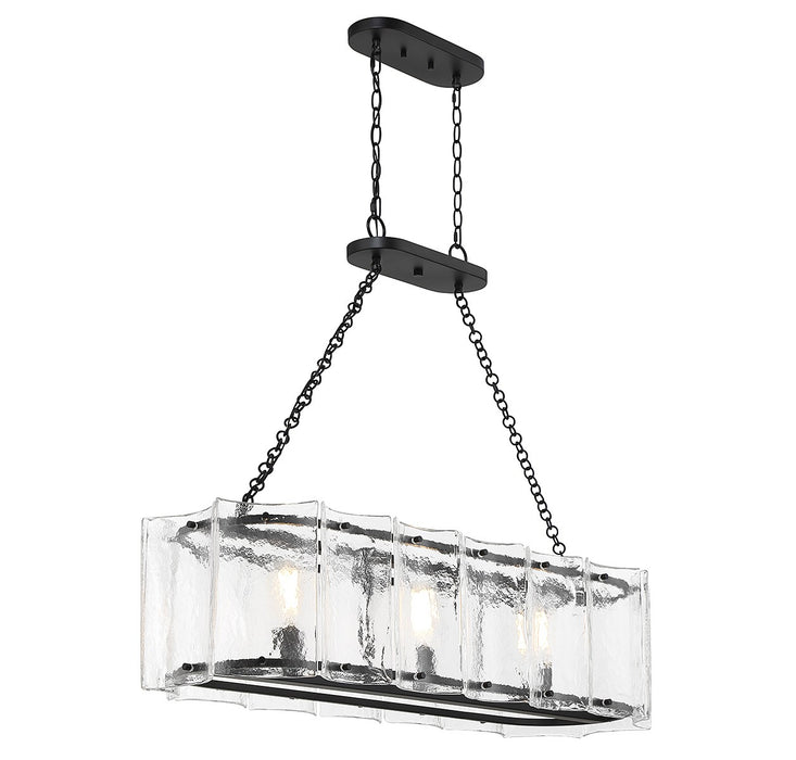 Savoy House 1-8203-3-89 Three Light Linear Chandelier, Matte Black