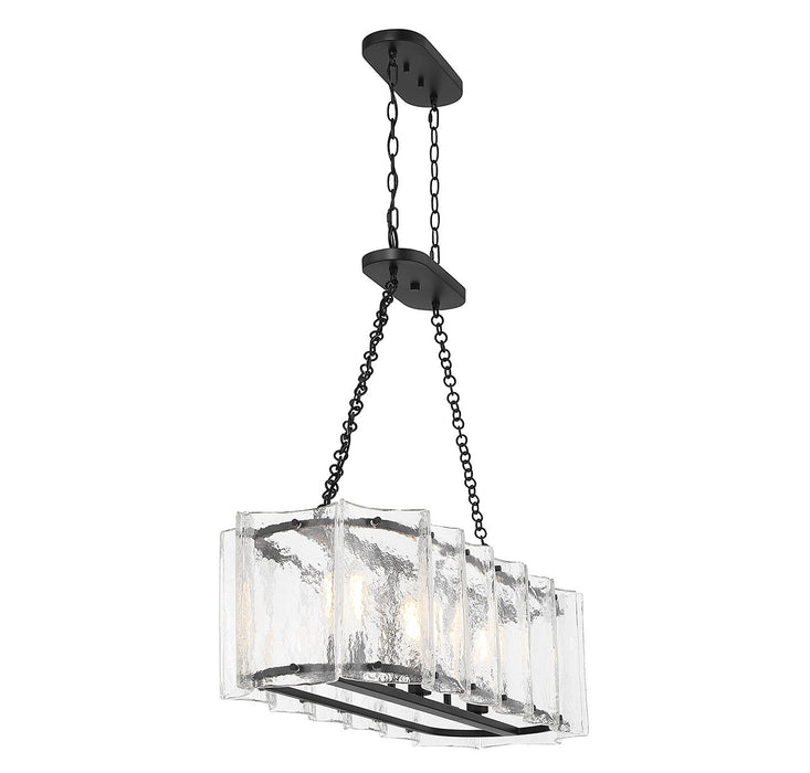Savoy House 1-8203-3-89 Three Light Linear Chandelier, Matte Black