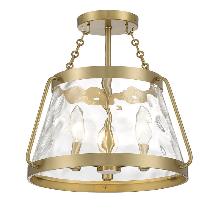 Savoy House 6-1802-3-322 Three Light Semi-Flush Mount, Warm Brass