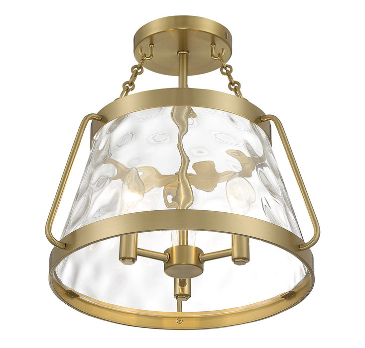 Savoy House 6-1802-3-322 Three Light Semi-Flush Mount, Warm Brass