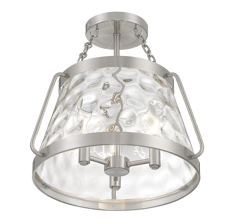 Savoy House 6-1802-3-SN Three Light Semi-Flush Mount, Satin Nickel