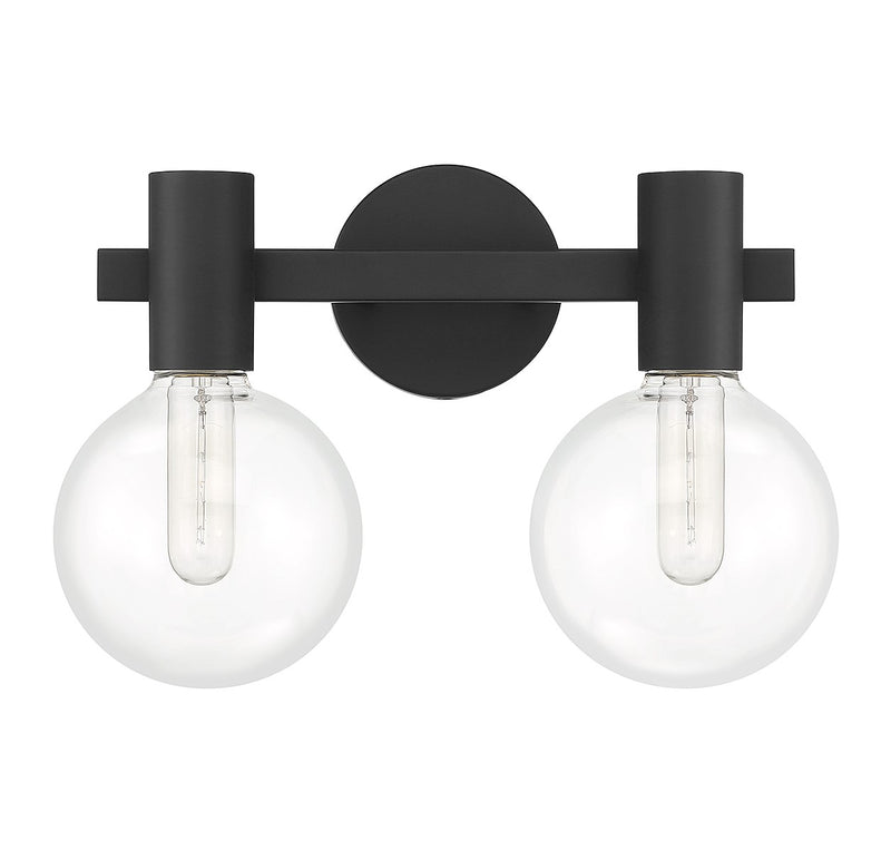 Savoy House 8-3076-2-BK Two Light Bathroom Vanity, Matte Black