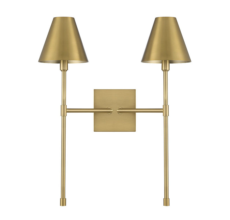 Savoy House 9-5202-2-322 Two Light Wall Sconce, Warm Brass