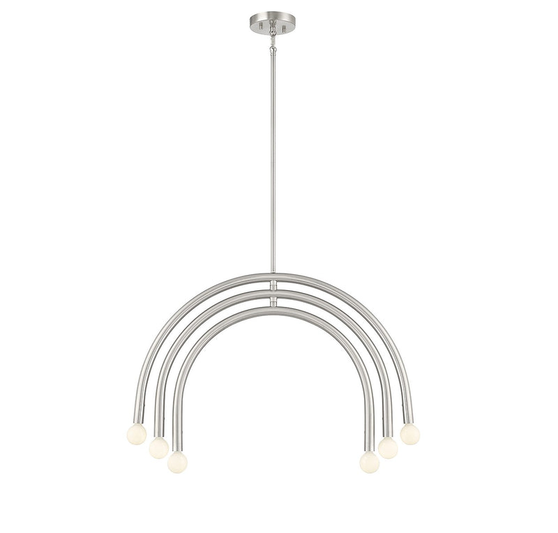 Meridian M100115BN Six Light Chandelier, Brushed Nickel