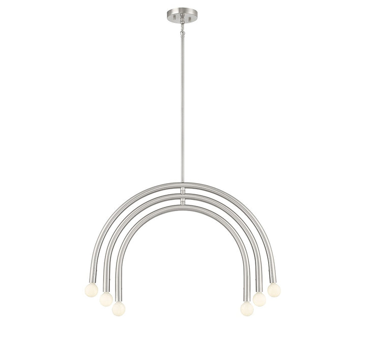 Meridian M100115BN Six Light Chandelier, Brushed Nickel