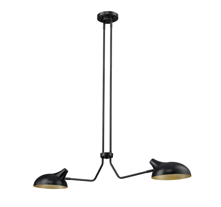 Z-Lite 1942-2L-MB Two Light Linear Chandelier, Matte Black