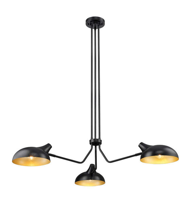 Z-Lite 1942-3MB Three Light Chandelier, Matte Black