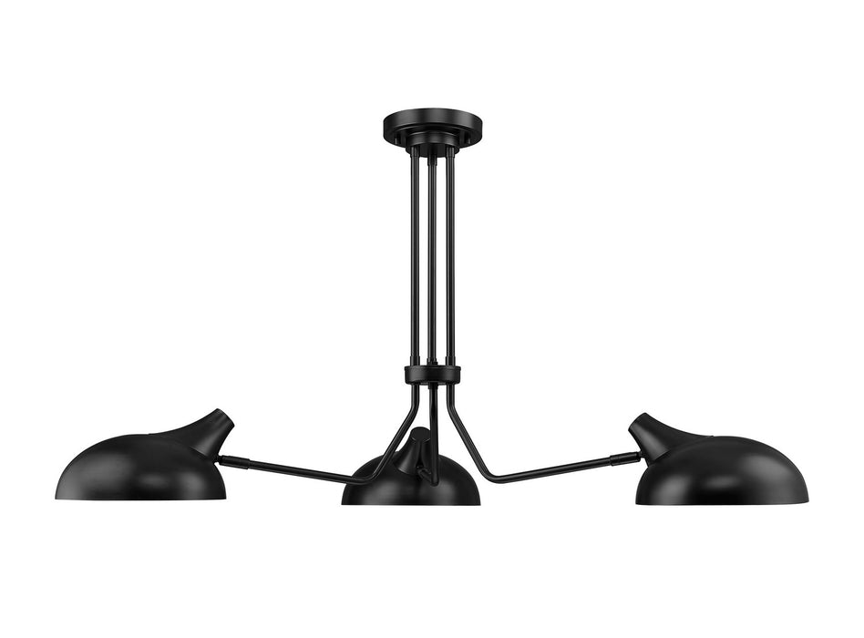 Z-Lite 1942-3SF-MB Three Light Semi Flush Mount, Matte Black