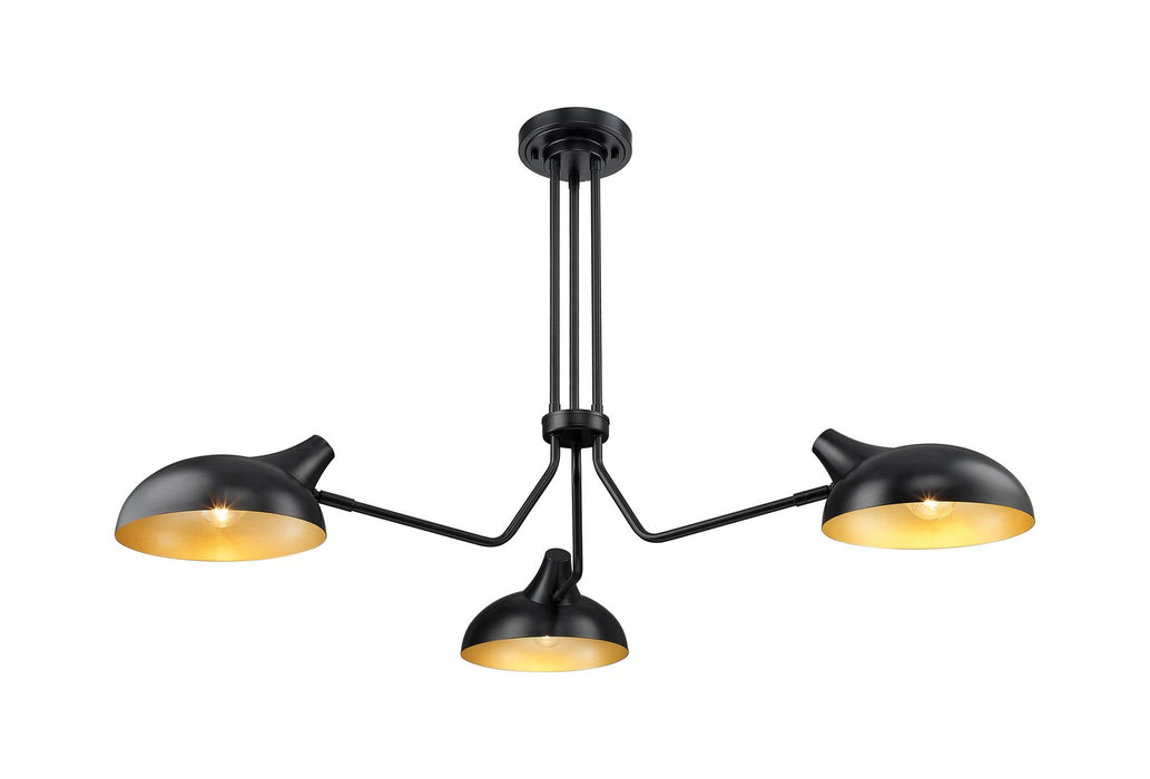Z-Lite 1942-3SF-MB Three Light Semi Flush Mount, Matte Black