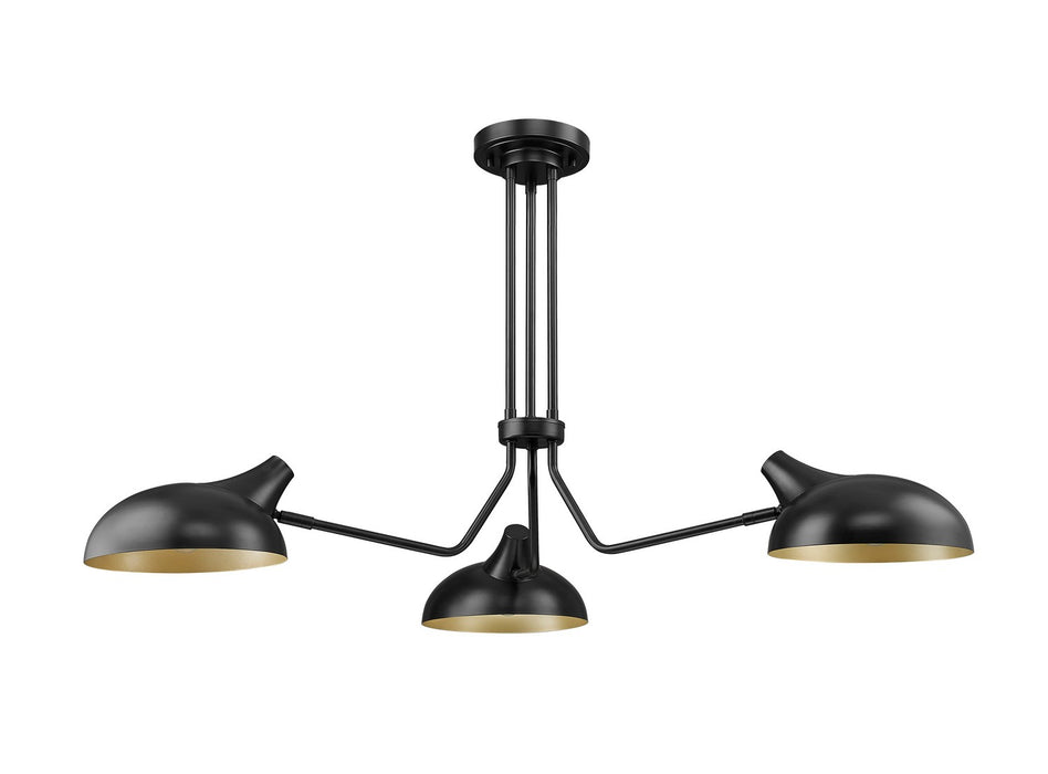 Z-Lite 1942-3SF-MB Three Light Semi Flush Mount, Matte Black