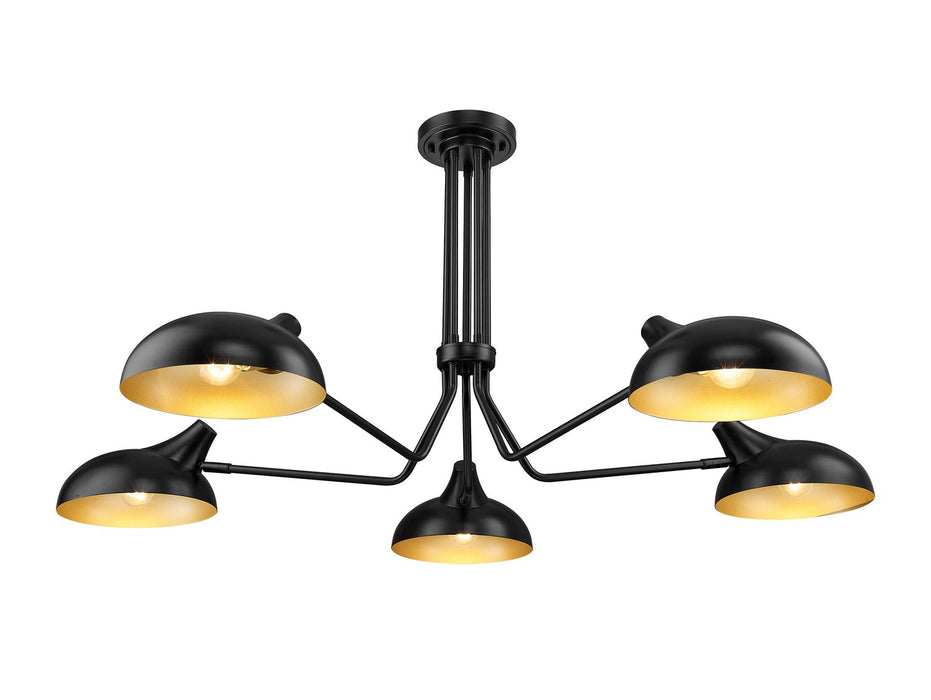 Z-Lite 1942-5SF-MB Five Light Semi Flush Mount, Matte Black