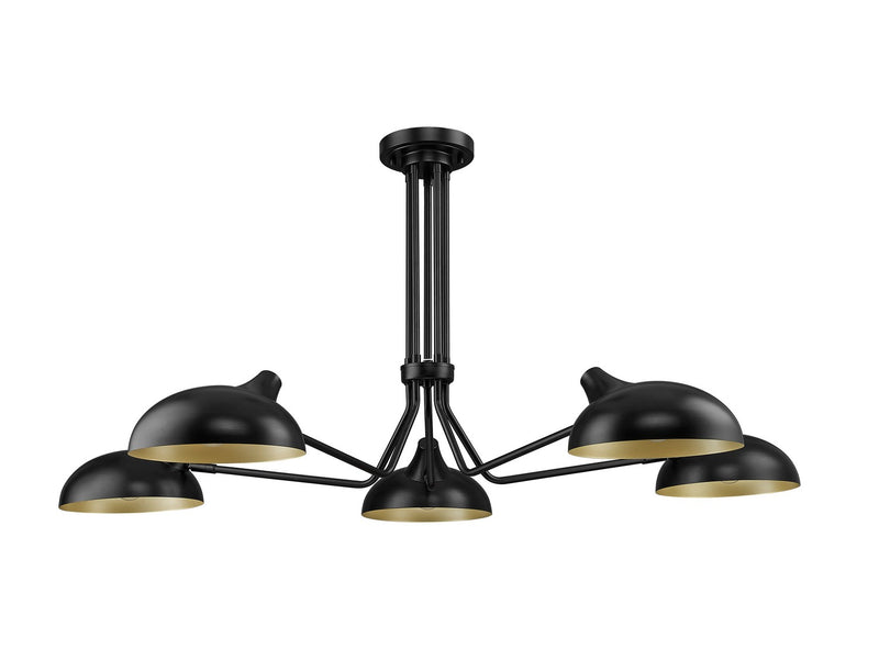 Z-Lite 1942-5SF-MB Five Light Semi Flush Mount, Matte Black