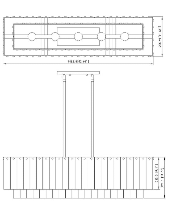 Z-Lite 1943-42L-MB Five Light Linear Chandelier, Matte Black