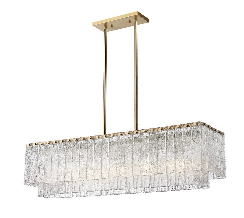 Z-Lite 1943-42L-MGLD Five Light Linear Chandelier, Modern Gold