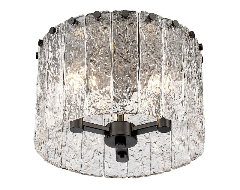 Z-Lite 1943F12-MB Three Light Flush Mount, Matte Black