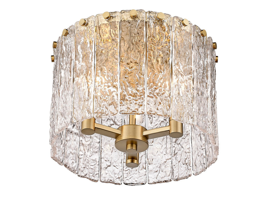 Z-Lite 1943F12-MGLD Three Light Flush Mount, Modern Gold