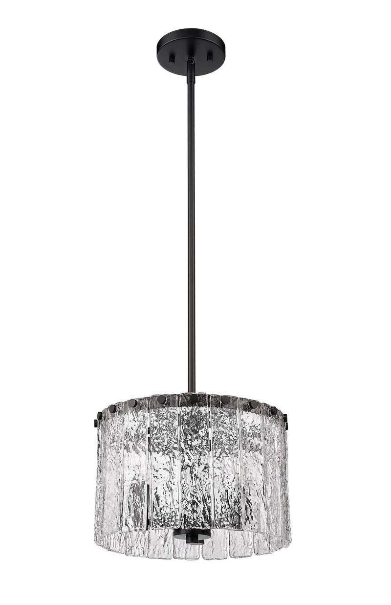 Z-Lite 1943P12-MB Three Light Pendant, Matte Black