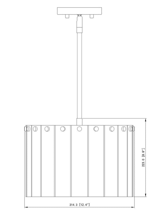 Z-Lite 1943P12-MB Three Light Pendant, Matte Black