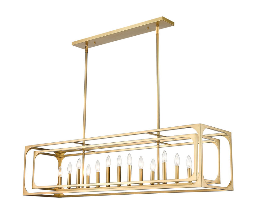 Z-Lite 3038-13L-RB 13 Light Linear Chandelier, Rubbed Brass