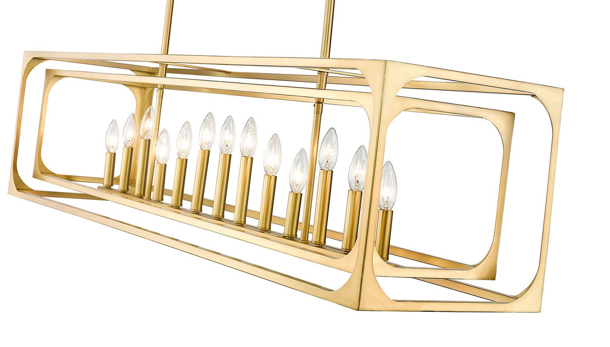 Z-Lite 3038-13L-RB 13 Light Linear Chandelier, Rubbed Brass