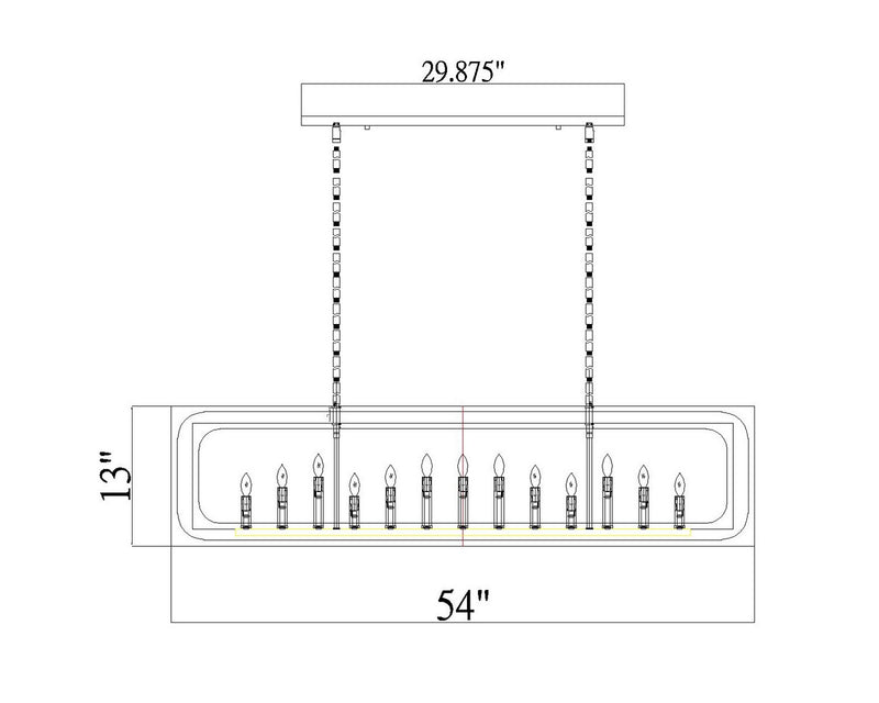Z-Lite 3038-13L-RB 13 Light Linear Chandelier, Rubbed Brass