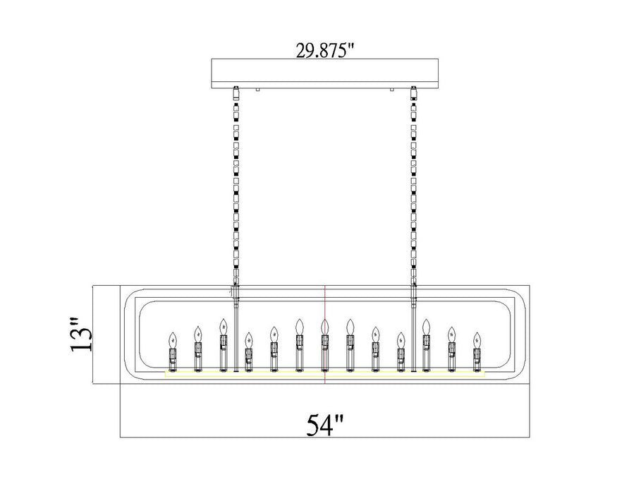 Z-Lite 3038-13L-RB 13 Light Linear Chandelier, Rubbed Brass