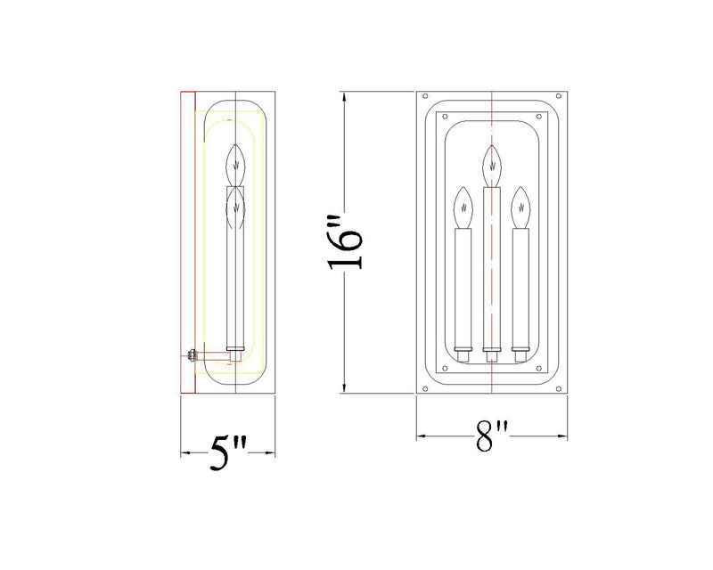 Z-Lite 3038-3S-RB Three Light Wall Sconce, Rubbed Brass