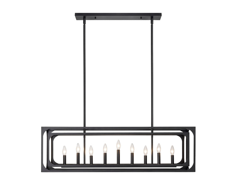 Z-Lite 3038-9L-MB Nine Light Linear Chandelier, Matte Black