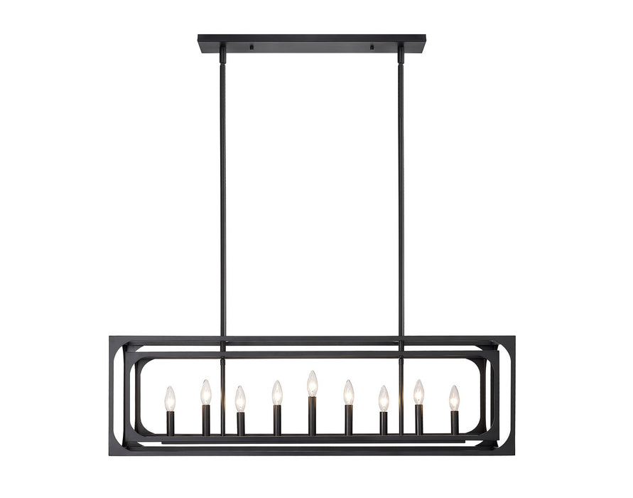 Z-Lite 3038-9L-MB Nine Light Linear Chandelier, Matte Black