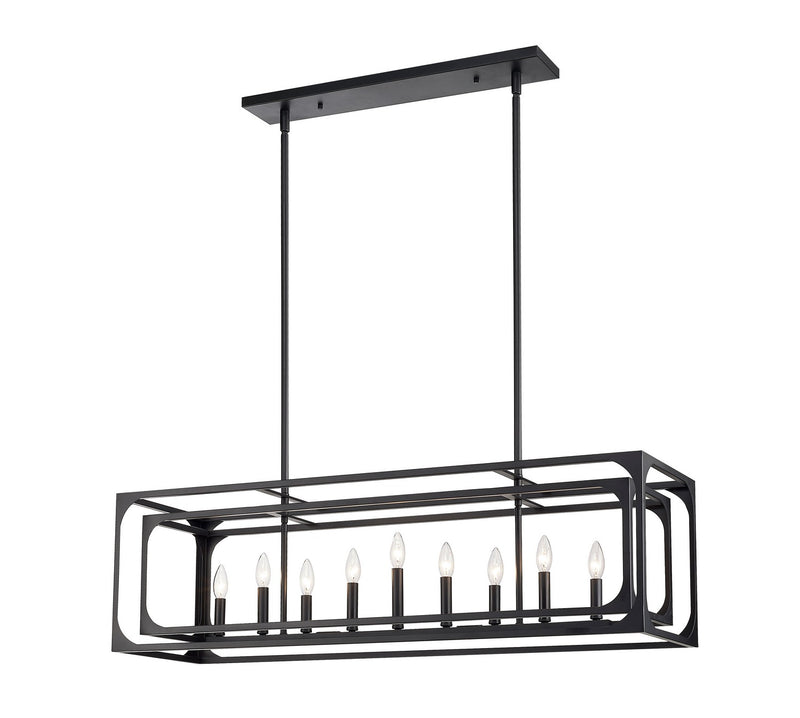 Z-Lite 3038-9L-MB Nine Light Linear Chandelier, Matte Black