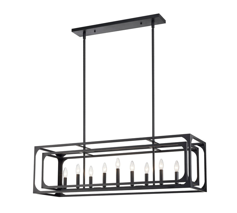 Z-Lite 3038-9L-MB Nine Light Linear Chandelier, Matte Black