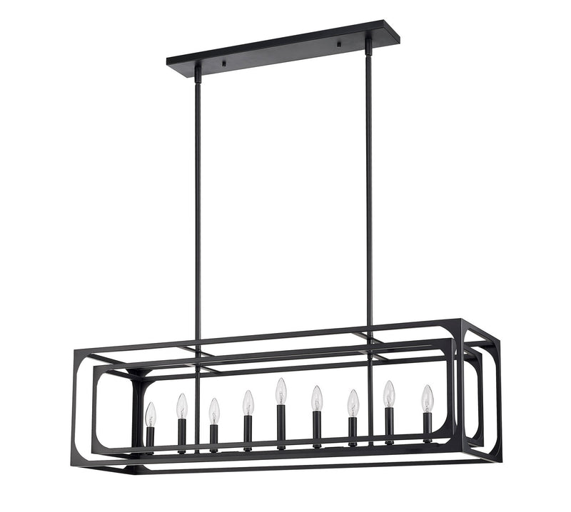 Z-Lite 3038-9L-MB Nine Light Linear Chandelier, Matte Black