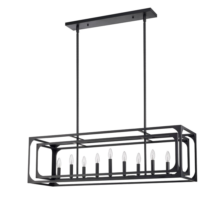 Z-Lite 3038-9L-MB Nine Light Linear Chandelier, Matte Black