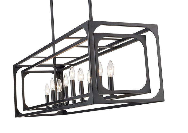 Z-Lite 3038-9L-MB Nine Light Linear Chandelier, Matte Black