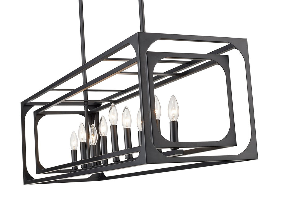 Z-Lite 3038-9L-MB Nine Light Linear Chandelier, Matte Black