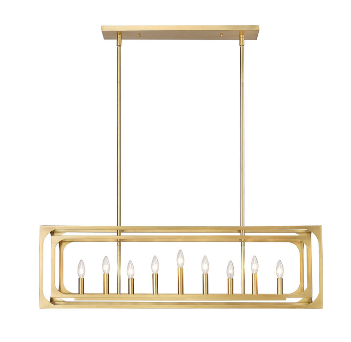 Z-Lite 3038-9L-RB Nine Light Linear Chandelier, Rubbed Brass