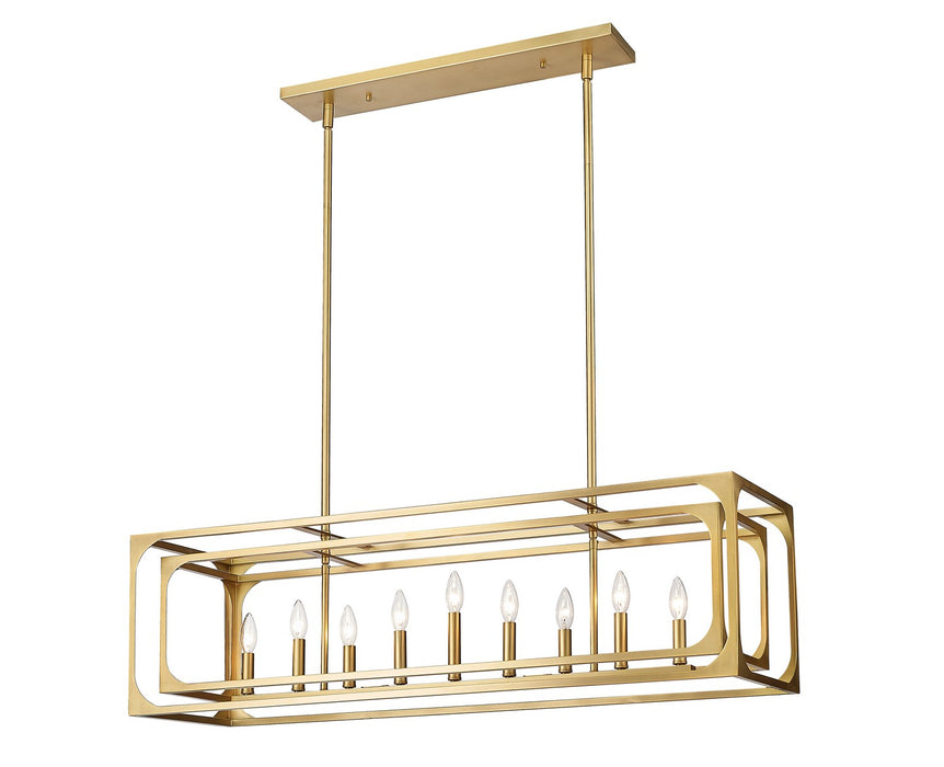 Z-Lite 3038-9L-RB Nine Light Linear Chandelier, Rubbed Brass