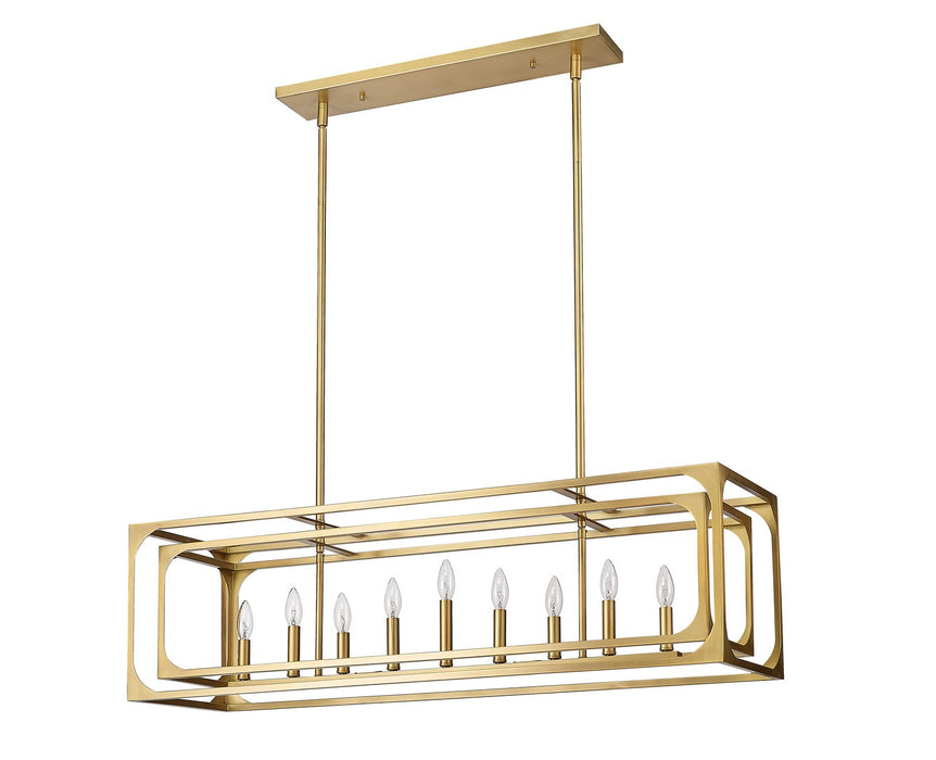 Z-Lite 3038-9L-RB Nine Light Linear Chandelier, Rubbed Brass