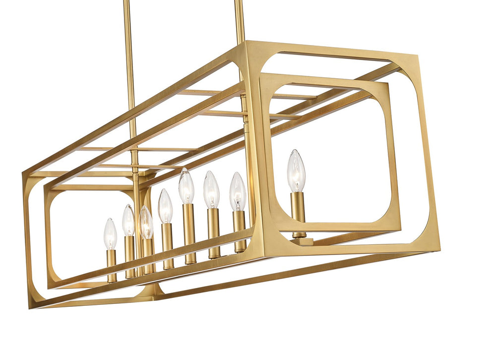 Z-Lite 3038-9L-RB Nine Light Linear Chandelier, Rubbed Brass